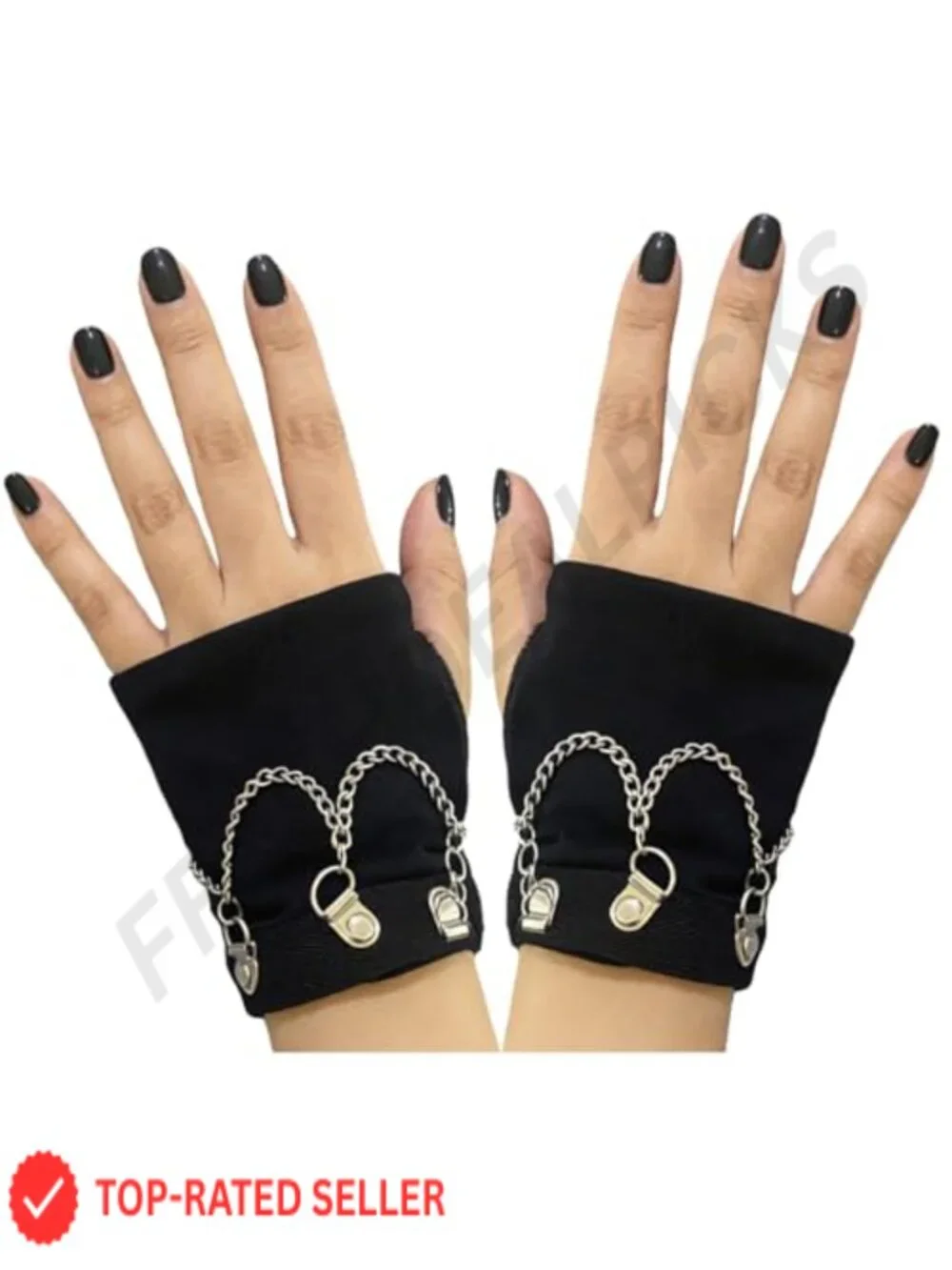 Fingerless Gloves Gothic Punk Y2K Arm Warmers Lace Mesh Rivet Straps